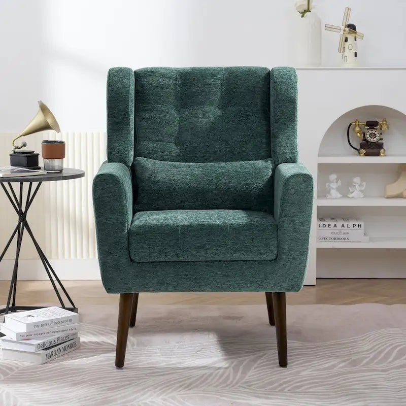 Fauteuil d'appoint moderne, Fauteuils en chenille pour salon, Chaise longue rembourrée douce et confortable pour petit espace, Chambre à coucher