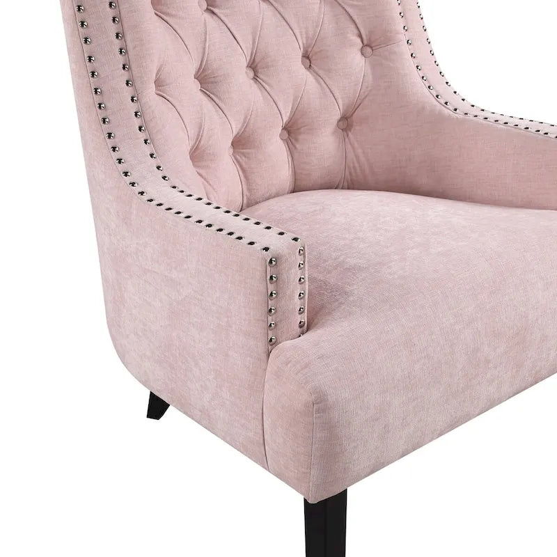 Fauteuil d'appoint traditionnel moderne, revêtement en chenille, capitonnage, bois massif, 1 pièce, mobilier de salon