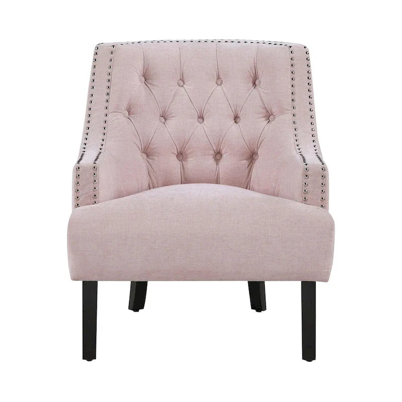 Fauteuil d'appoint traditionnel moderne, revêtement en chenille, capitonnage, bois massif, 1 pièce, mobilier de salon