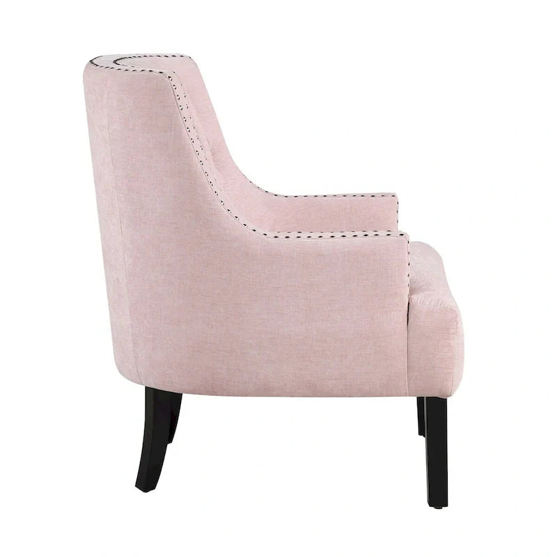 Fauteuil d'appoint traditionnel moderne, revêtement en chenille, capitonnage, bois massif, 1 pièce, mobilier de salon