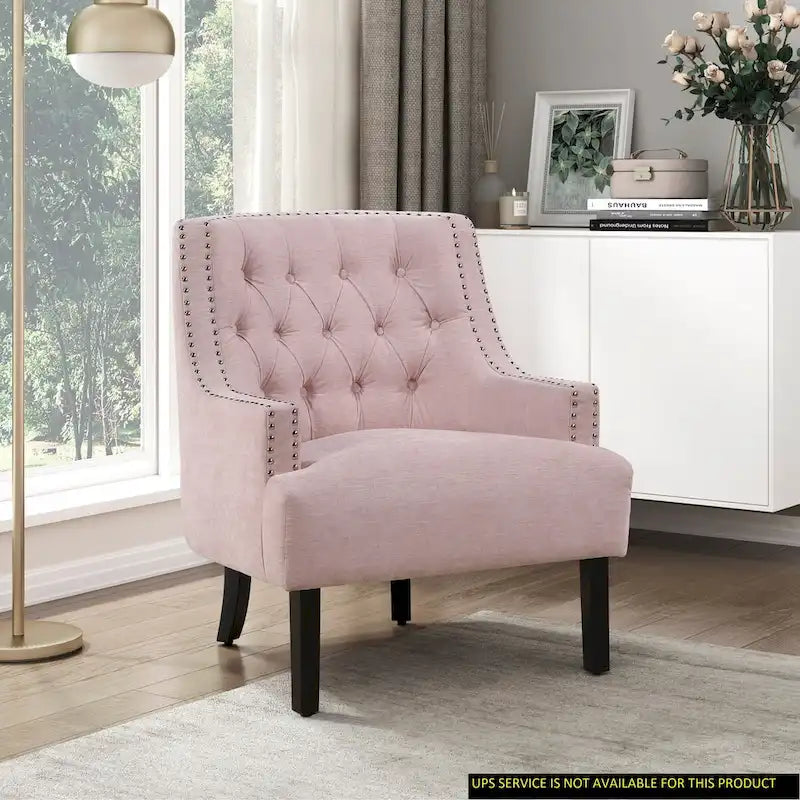Fauteuil d'appoint traditionnel moderne, revêtement en chenille, capitonnage, bois massif, 1 pièce, mobilier de salon