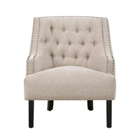 Fauteuil d'appoint traditionnel moderne, revêtement en chenille, capitonnage, bois massif, 1 pièce, mobilier de salon