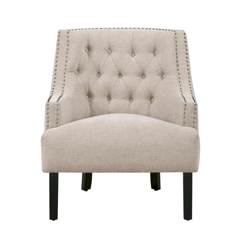 Fauteuil d'appoint traditionnel moderne, revêtement en chenille, capitonnage, bois massif, 1 pièce, mobilier de salon