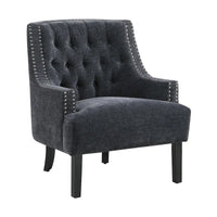 Fauteuil d'appoint traditionnel moderne, revêtement en chenille, capitonnage, bois massif, 1 pièce, mobilier de salon