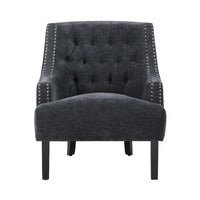 Fauteuil d'appoint traditionnel moderne, revêtement en chenille, capitonnage, bois massif, 1 pièce, mobilier de salon