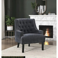 Fauteuil d'appoint traditionnel moderne, revêtement en chenille, capitonnage, bois massif, 1 pièce, mobilier de salon