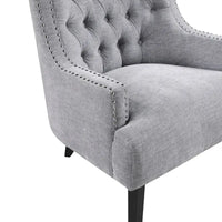 Fauteuil d'appoint traditionnel moderne, revêtement en chenille, capitonnage, bois massif, 1 pièce, mobilier de salon