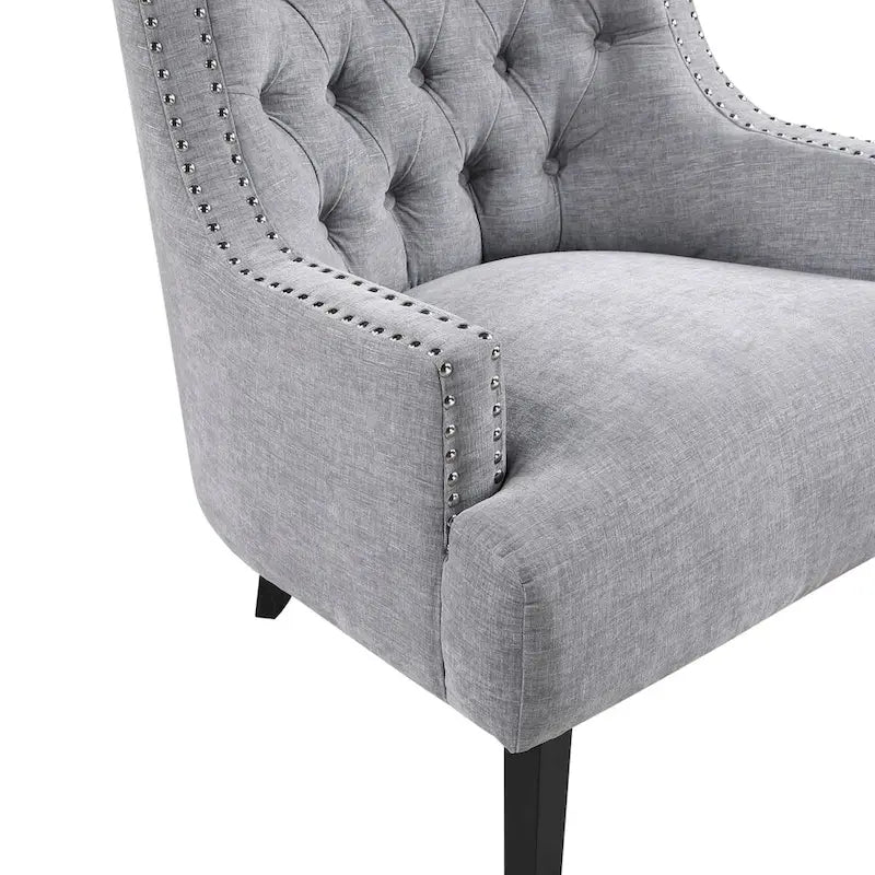 Fauteuil d'appoint traditionnel moderne, revêtement en chenille, capitonnage, bois massif, 1 pièce, mobilier de salon