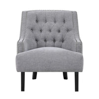 Fauteuil d'appoint traditionnel moderne, revêtement en chenille, capitonnage, bois massif, 1 pièce, mobilier de salon