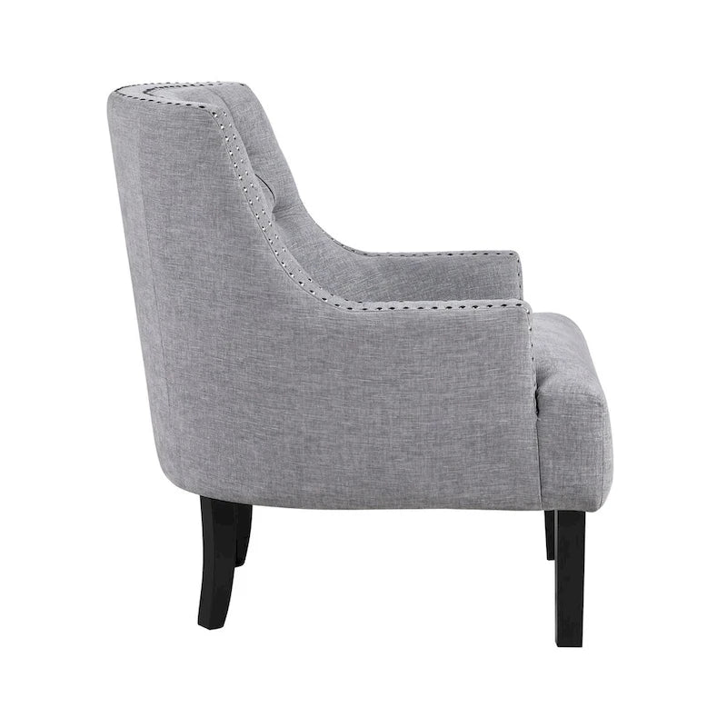 Fauteuil d'appoint traditionnel moderne, revêtement en chenille, capitonnage, bois massif, 1 pièce, mobilier de salon