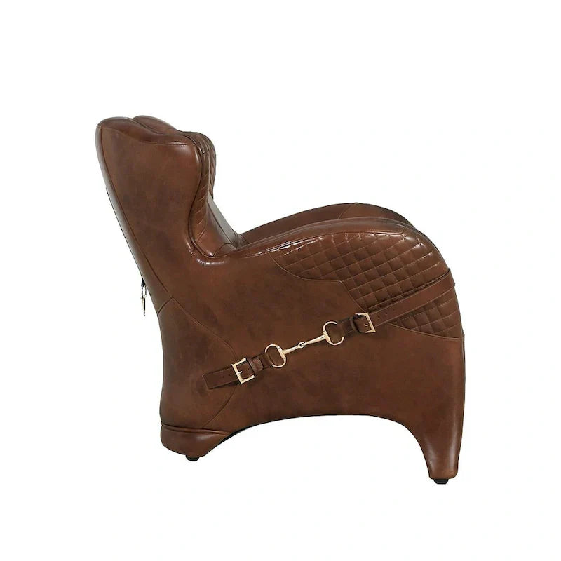 Pasargad Home Aspen - Fauteuil à oreilles en cuir pleine fleur, marron - W31xD34.5xH33.5