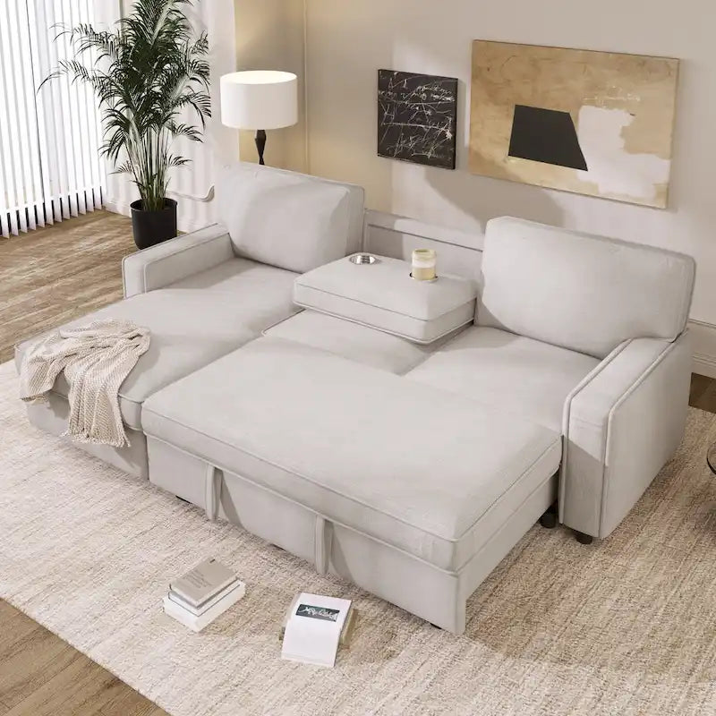 Canapé sectionnel convertible rembourré avec rangement et port USB