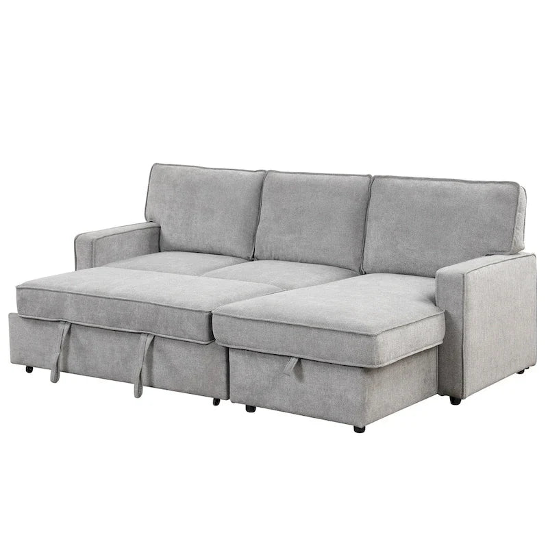Canapé sectionnel convertible rembourré avec rangement et port USB