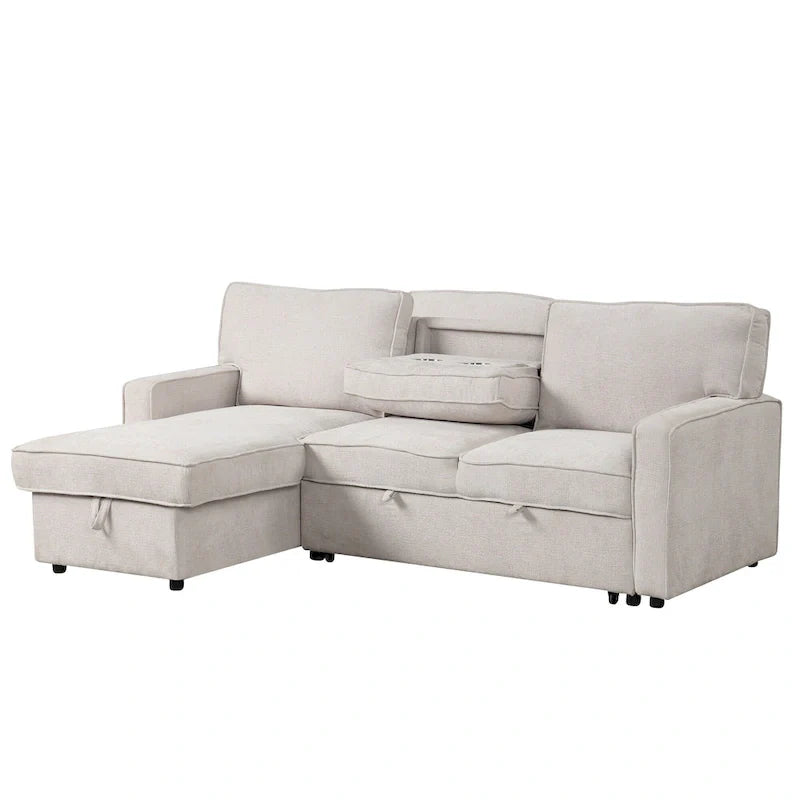 Canapé sectionnel convertible rembourré avec rangement et port USB