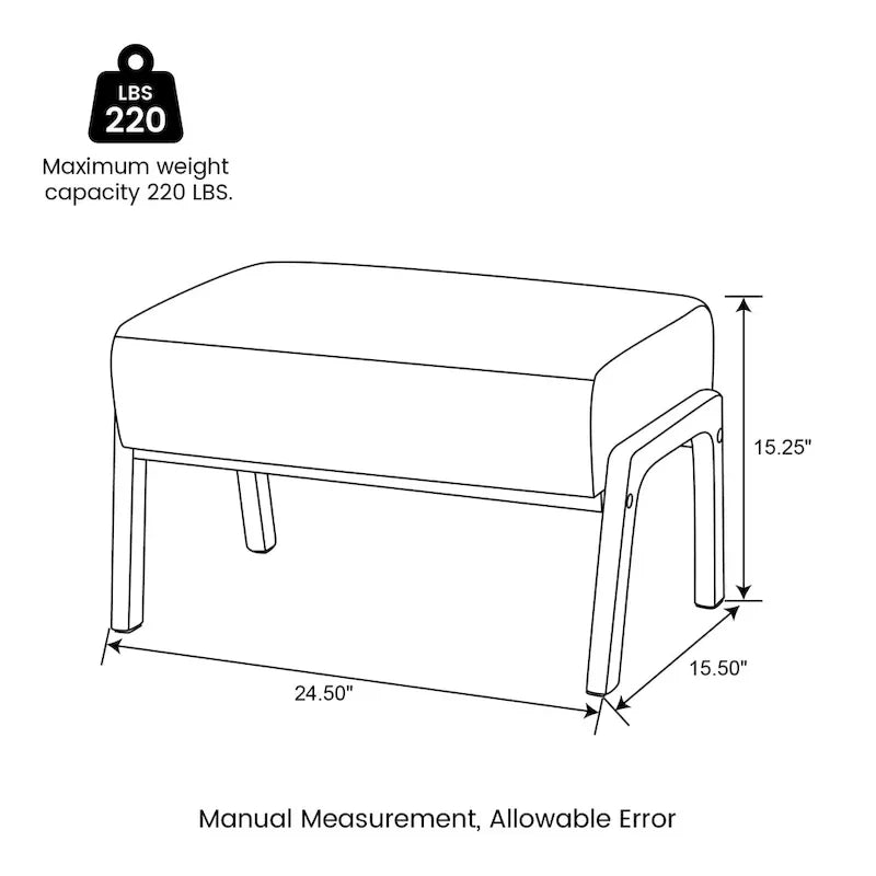 Tabouret d'appoint en similicuir Glitzhome 24,5W avec pieds en hévéa noyer