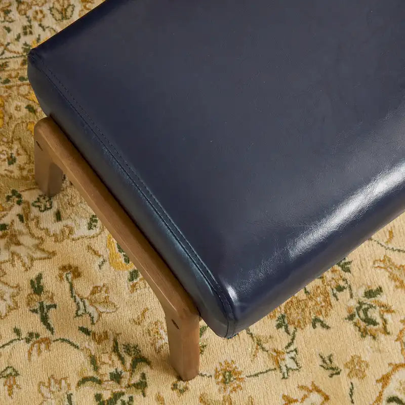 Tabouret d'appoint en similicuir Glitzhome 24,5W avec pieds en hévéa noyer
