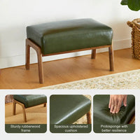 Tabouret d'appoint en similicuir Glitzhome 24,5W avec pieds en hévéa noyer