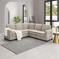 Canapé Sectionnel Moderne en Velours Surdimensionné 89*89, Grand Mobilier d'Intérieur Rembourré Forme L avec Doubles Coussins