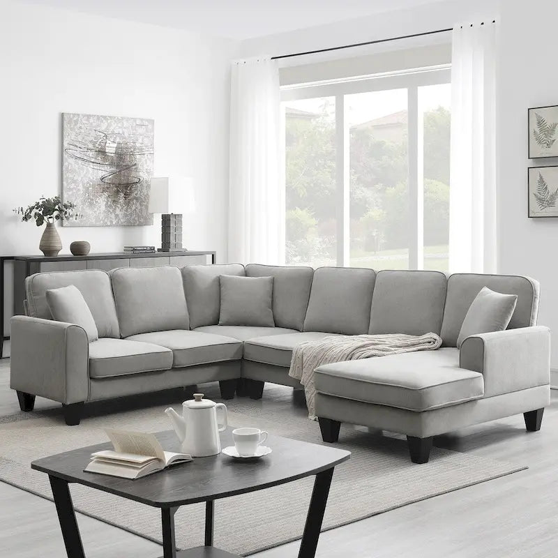 Canapé Sectionnel Moderne en Velours Surdimensionné 89*89, Grand Mobilier d'Intérieur Rembourré Forme L avec Doubles Coussins