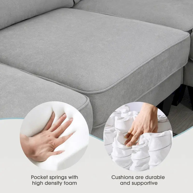 Canapé Sectionnel Moderne en Velours Surdimensionné 89*89, Grand Mobilier d'Intérieur Rembourré Forme L avec Doubles Coussins
