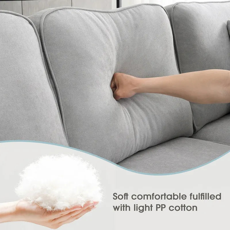 Canapé Sectionnel Moderne en Velours Surdimensionné 89*89, Grand Mobilier d'Intérieur Rembourré Forme L avec Doubles Coussins
