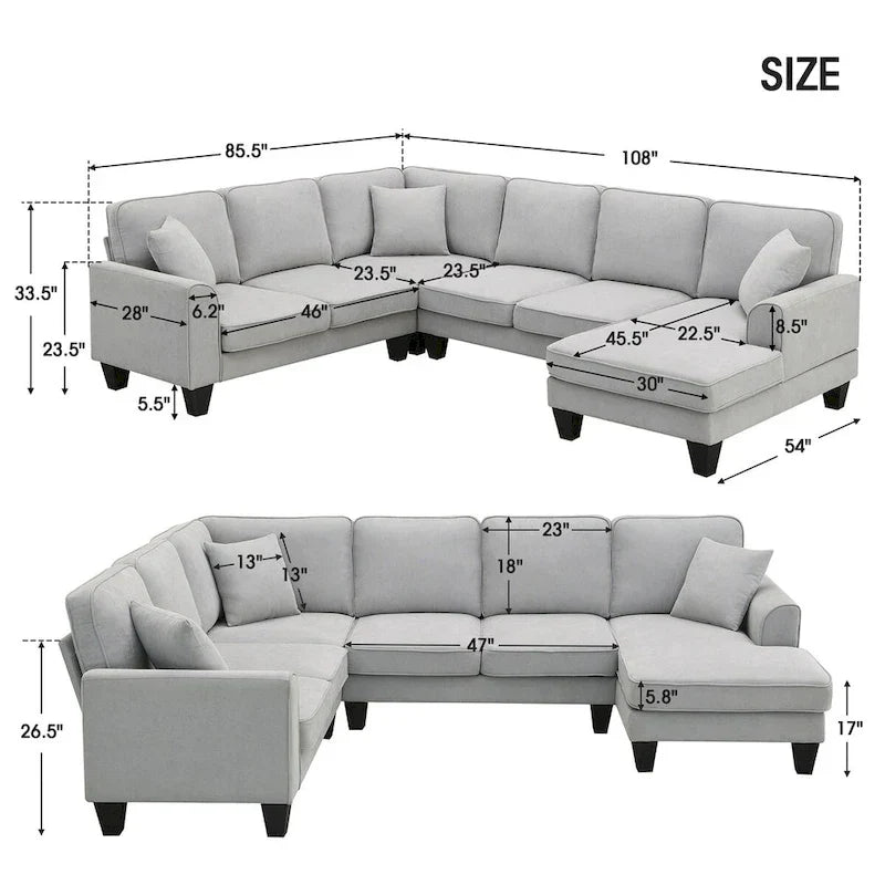 Canapé Sectionnel Moderne en Velours Surdimensionné 89*89, Grand Mobilier d'Intérieur Rembourré Forme L avec Doubles Coussins