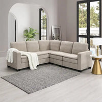Canapé Sectionnel Moderne en Velours Surdimensionné 89*89, Grand Mobilier d'Intérieur Rembourré Forme L avec Doubles Coussins