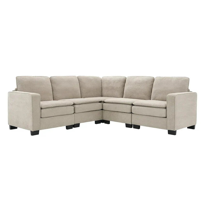 Canapé Sectionnel Moderne en Velours Surdimensionné 89*89, Grand Mobilier d'Intérieur Rembourré Forme L avec Doubles Coussins