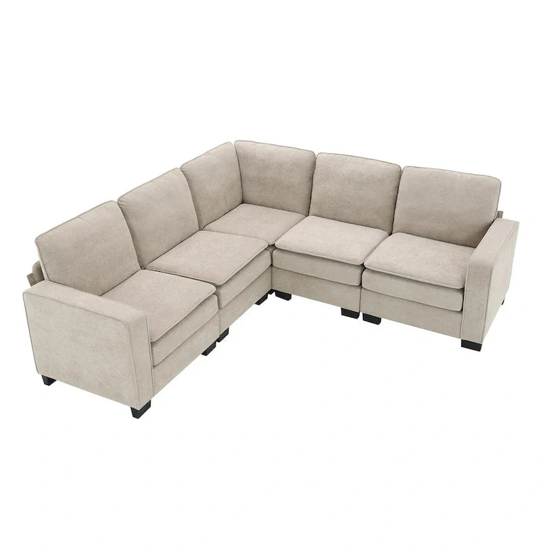 Canapé Sectionnel Moderne en Velours Surdimensionné 89*89, Grand Mobilier d'Intérieur Rembourré Forme L avec Doubles Coussins