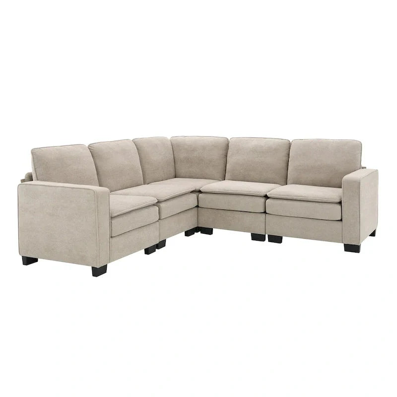 Canapé Sectionnel Moderne en Velours Surdimensionné 89*89, Grand Mobilier d'Intérieur Rembourré Forme L avec Doubles Coussins