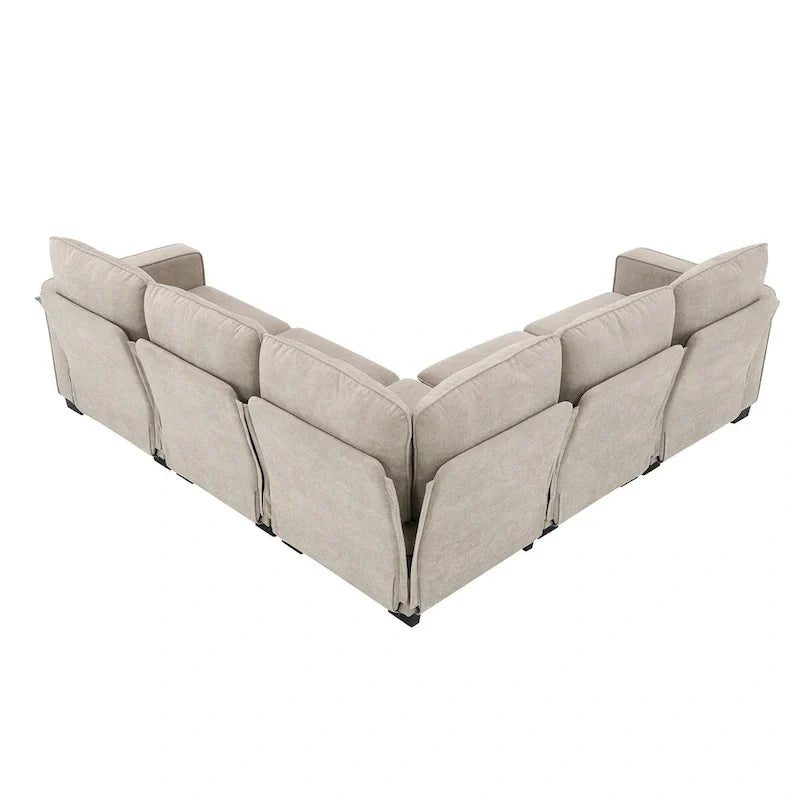 Canapé Sectionnel Moderne en Velours Surdimensionné 89*89, Grand Mobilier d'Intérieur Rembourré Forme L avec Doubles Coussins