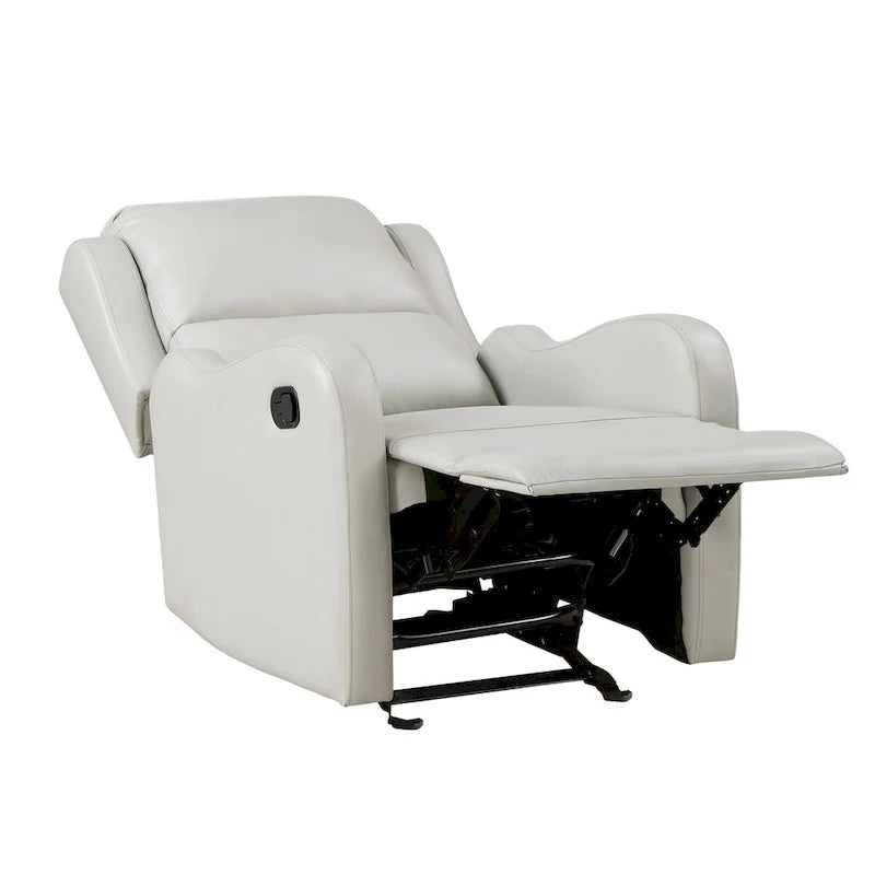 Fauteuil Inclinable Manuel Planeur Kim 39 Pouces, Similicuir Blanc Cassé