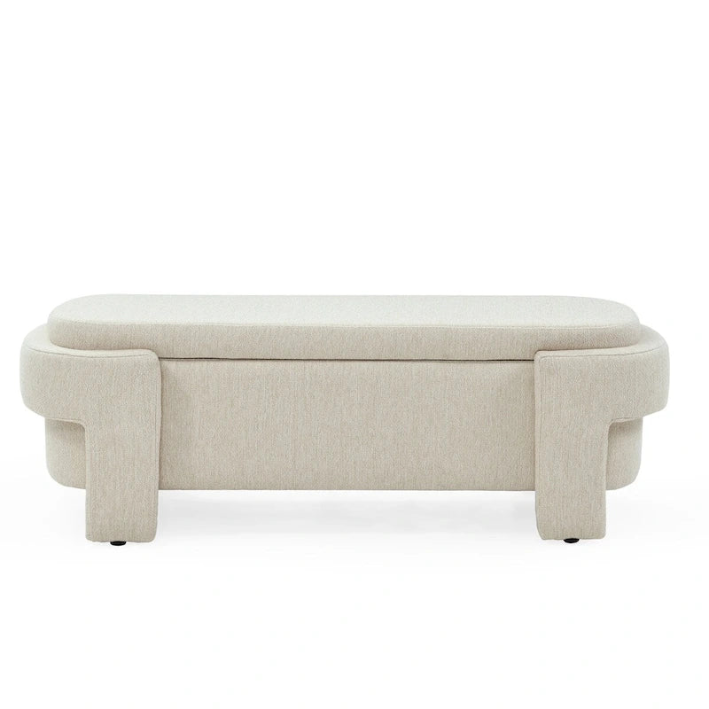 Banc rembourré en lin avec grand espace de rangement - 51.5L x 20.5W x 17H