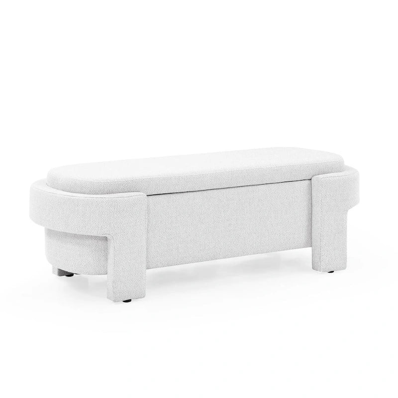 Banc rembourré en lin avec grand espace de rangement - 51.5L x 20.5W x 17H