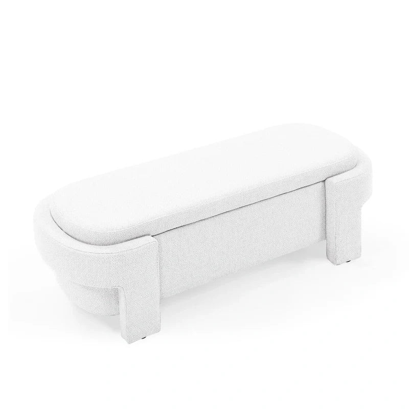 Banc rembourré en lin avec grand espace de rangement - 51.5L x 20.5W x 17H