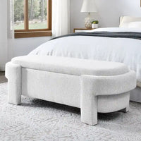 Banc rembourré en lin avec grand espace de rangement - 51.5L x 20.5W x 17H