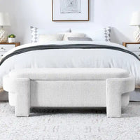 Banc rembourré en lin avec grand espace de rangement - 51.5L x 20.5W x 17H
