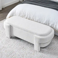 Banc rembourré en lin avec grand espace de rangement - 51.5L x 20.5W x 17H