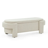 Banc rembourré en lin avec grand espace de rangement - 51.5L x 20.5W x 17H
