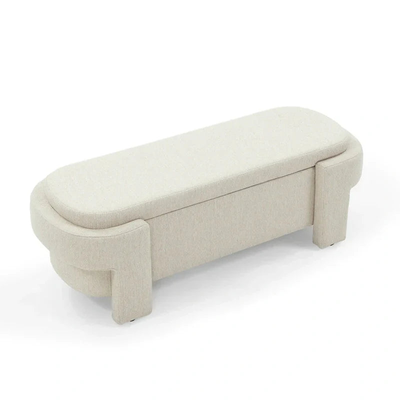 Banc rembourré en lin avec grand espace de rangement - 51.5L x 20.5W x 17H
