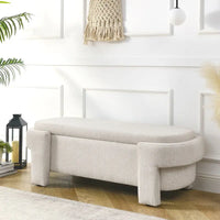 Banc rembourré en lin avec grand espace de rangement - 51.5L x 20.5W x 17H