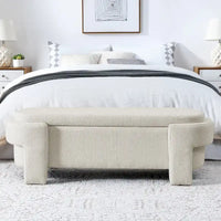 Banc rembourré en lin avec grand espace de rangement - 51.5L x 20.5W x 17H