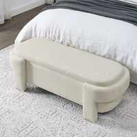 Banc rembourré en lin avec grand espace de rangement - 51.5L x 20.5W x 17H