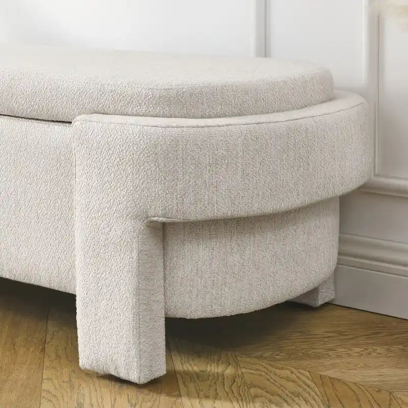 Banc rembourré en lin avec grand espace de rangement - 51.5L x 20.5W x 17H