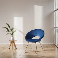 Fauteuil d'appoint en velours soyeux avec base dorée
