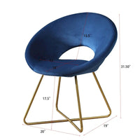 Fauteuil d'appoint en velours soyeux avec base dorée