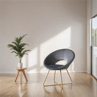 Fauteuil d'appoint en velours soyeux avec base dorée