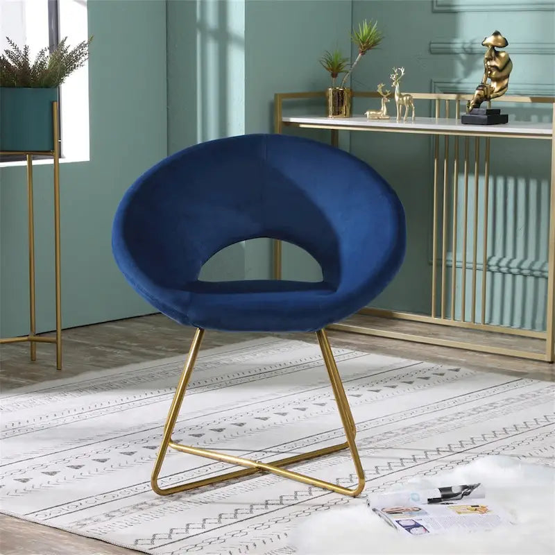 Fauteuil d'appoint en velours soyeux avec base dorée