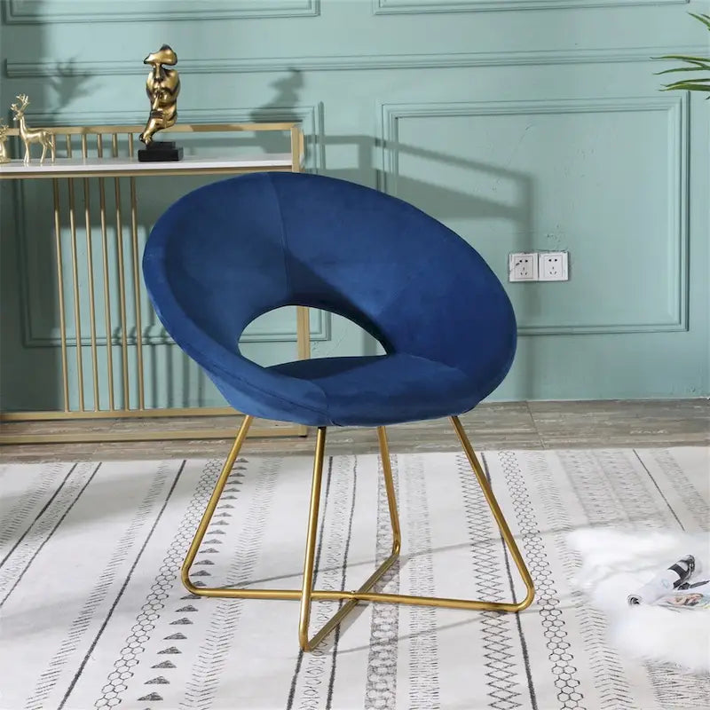 Fauteuil d'appoint en velours soyeux avec base dorée