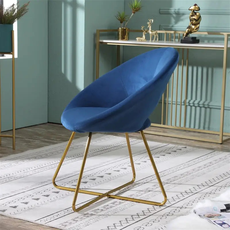Fauteuil d'appoint en velours soyeux avec base dorée